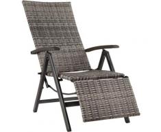 Tectake - Fauteuil Chaise Longue de Relaxation Réglable Pliant avec 1 Repose Pieds en Résine