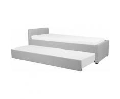 Lit extensible de type gigogne 90 x 200 cm en tissu gris clair