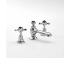 Mélangeur pour Lavabo Rétro – Chromé & Noir – Commandes Croisillons - Elizabeth