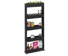 Relaxdays - Étagère de cuisine à roulettes, 5 niveaux, rangement étroit, HLP 131x12,5x54 cm,