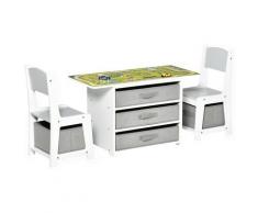 Homcom - Ensemble table et chaises enfant - set de 3 pièces + 5 tiroirs non tissés - table étagère