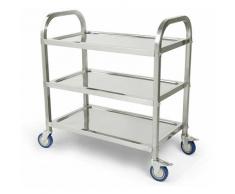 3 Etages Desserte de cuisine Chariot de cuisine Desserte à Roulettes en acier inoxydable 95×55×95cm