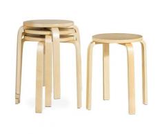 COSTWAY 4 Tabourets de Salle à Manger/de Bar Empilables en Bois Design Contemporain Hauteur 45cm