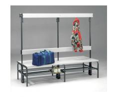 Banc pour vestiaire en acier, pour environnements humides - h x p 1600 x 695 mm - L 2000 mm, avec