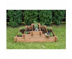 Carré potager en espalier en pin FSC teinté brun - 315 L - 140 x 113 x 37 cm - Ekju