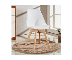 LORENZO - Chaise Scandinave Blanche - Assise Rembourrée - Salle à Manger, Cuisine, Chambre - Blanc