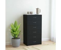 Buffet avec 6 tiroirs Noir 50x34x96 cm Agglomere