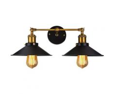 Applique Loft Modern Vintage Industrial Métal Placage Double Rustique Mur Sconce Lumière pour House