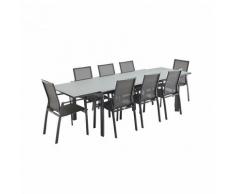 Salon de jardin table extensible - Washington Gris foncé - Table en aluminium 200/300cm, 8