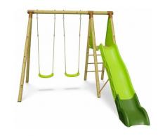 Portique en bois LUMI Trigano 2,30 m. + toboggan 3 enfants