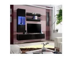 Meuble TV FLY H3 design, coloris noir brillant. Meuble suspendu moderne et tendance pour votre