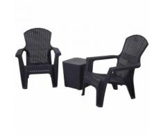Salon de jardin 2 pers. 3 pièces - ensemble bistro style néo-rétro - 2 fauteuils lounge + table