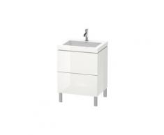 L-Cube meuble lavabo c-collée avec socle sur pied, 60x48 cm, 2 tiroirs, sans trop-plein, sans trou