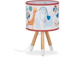 Lampe table de chevet enfants, animaux, Garçonnets et fillettes, abat-jour sur trépied, HxD40 x 25