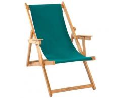 Lona - Chilienne transat bois d'eucalyptus tissu 100% coton Elvas vert - Vert