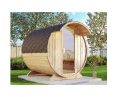 Finntherm - Sauna tonneau Tom naturel , 40 mm Épaisseur de paroi 220 x 240 cm - sans traitement de