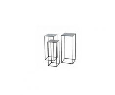Set de 3 Sellettes en Métal Noir - Hauteur 70cm - Noir
