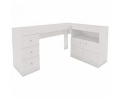 Bureau d'Angle Blanc Caisson et Armoire