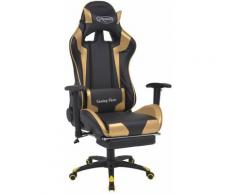 Fauteuil chaise chaise de bureau inclinable avec repose-pied doré - Or