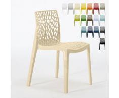 Chaise en polypropylène nid d'abeille cuisine bar café Gruvyer Beige - Grand Soleil