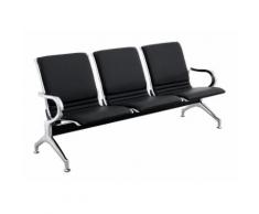 Banc de salle d'attente en métal, 3 places avec coussin complet, pour bureau DIM CM.178 x 65 x 80 cm
