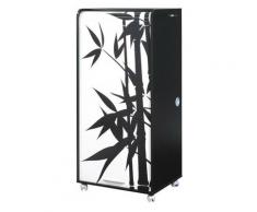 Les Tendances - Meuble informatique à rideau noir imprimé bambous Orga 140 cm