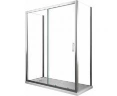 Douche de 6 mm avec deux parois fixes et une porte coulissante (receveur de douche non inclu) –