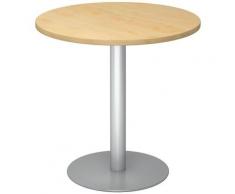HAMMERBACHER Table de réunion Ø 800 mm - piétement argent - plateau façon érable | VSTF08/3/S