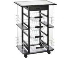 HOMCOM Chariot de service desserte de cuisine à roulettes multi-rangements 4 paniers métal tiroir +