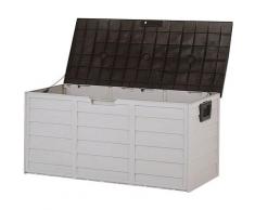 Coffre de rangement extérieur jardin beige et marron 112 x 50 cm LOCARNO