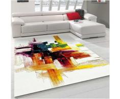 100x100 carre - UN AMOUR DE TAPIS - Tapis Carré - Tapis Salon Moderne Design Abstrait Poils Ras