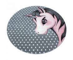 Tapis rond pour chambre de bébé licorne Willis Rose Ø 120