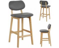 SiFree®Tabouret de Bar Lot de 6,Tabouret de Cuisine Design en Cuir Artificiel et Bois?GRIS
