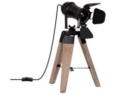 Sklum - Lampe de table trépied Cinne Bois - Noir