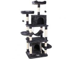 170cm Arbre à Chat Géant Grattoir, Griffoir Corde de Lin, 3 Plateformes, 2 Paniers, 2 Corde avec