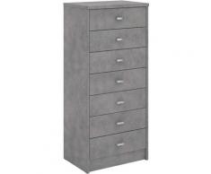Commode chiffonnier DONIA, semainier meuble de rangement avec 7 tiroirs en colonne, en mélaminé