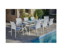 Salon de jardin blanc avec pied design Blanc 220 x 90 x 75 cm - Blanc