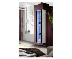 Asm Gros Mobilier - Vitrine murale colonne - Fly -L 40 cm x H 170 cm x P 29 cm - Blanc et noir