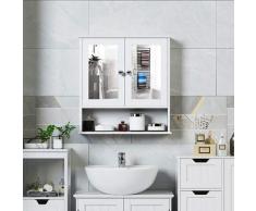 Haute Qualité Armoire murale étagère salle de bain 56L x 13l x 58H cm double porte miroir étagère