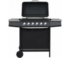 Barbecue au gaz avec 6 zones de cuisson Acier Noir