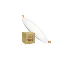 Spot Encastrable PACK Dalle LED Ronde Extra-Plate 18W (100 Un) Downlight Panel Blanc Neutre 4000K