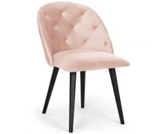 Chaise capitonnée velours rose Rine