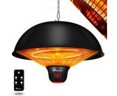 Tresko - Chauffage Radiant Plafond Infrarouge Noir 1500W + Télécommande + Affichage LED | Radiateur