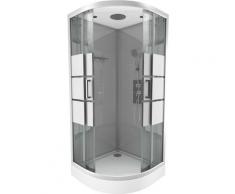 Cabine de douche 1/4 de cercle 90x90x215cm avec bande depolie - SILVERY STRIPE ROUND