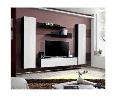 Ensemble meuble TV mural - Fly I - 260 cm x 190 cm x 40 cm - Noir et blanc - Livraison gratuite