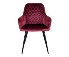 ROZATES - Chaise tapissée / Chaise salle à manger (bordeaux, pieds noirs en acier, dossier