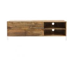 Miliboo - Meuble TV design manguier massif et métal blanc 145cm BOHO