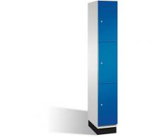 CP Armoire à casiers CAMBIO avec portes en acier - 3 casiers, largeur 300 mm - corps gris