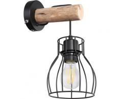 Applique murale, cage optique, bois, noir, H 30 cm, MINA