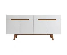 Buffet scandinave blanc brillant et frêne 180cm MELKA